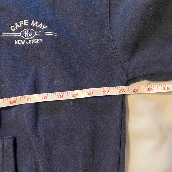 Cotton Net Full Zip Hooded Cape May New Jersey Embroidered Sweatshirt Navy L - Picture 4 of 5